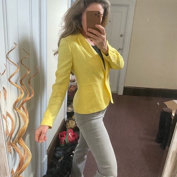 Ralph Lauren canary yellow linen jacket Sz 6 - Picture 9 of 16
